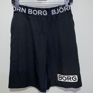 Bjorn Borg Men's Black White Hydro-Pro Elastic Waistline Athletic Shorts‎ Medium